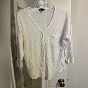 White pullover neck cotton shirt. Excuse the wrinkles